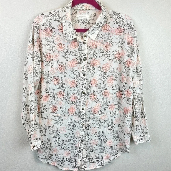 ANTHROPOLOGIE Button Up, Floral Blouse. - Picture 2 of 9